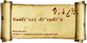 Vadászi Árpád névjegykártya